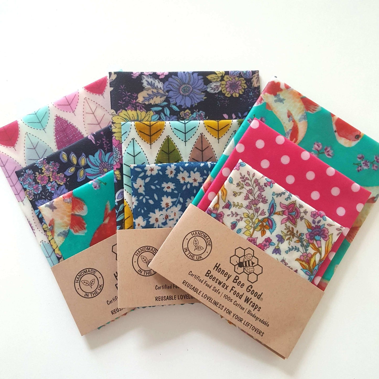 Reusable Beeswax Food Wraps 100% Hand Made in the UK by Honey Bee Good. Bargain sets