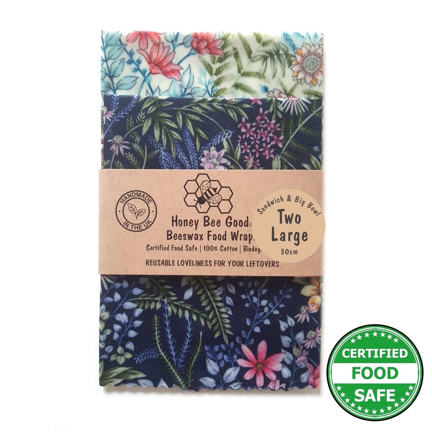 Botanical Earth Kind Sandwich & Bowl Set of 2 Large Beeswax Wraps