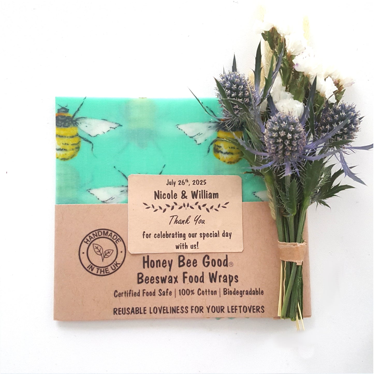 Case of 20 Wedding & Party Favours | Reusable Beeswax Food Wrap | Single Small Mixed Patterns