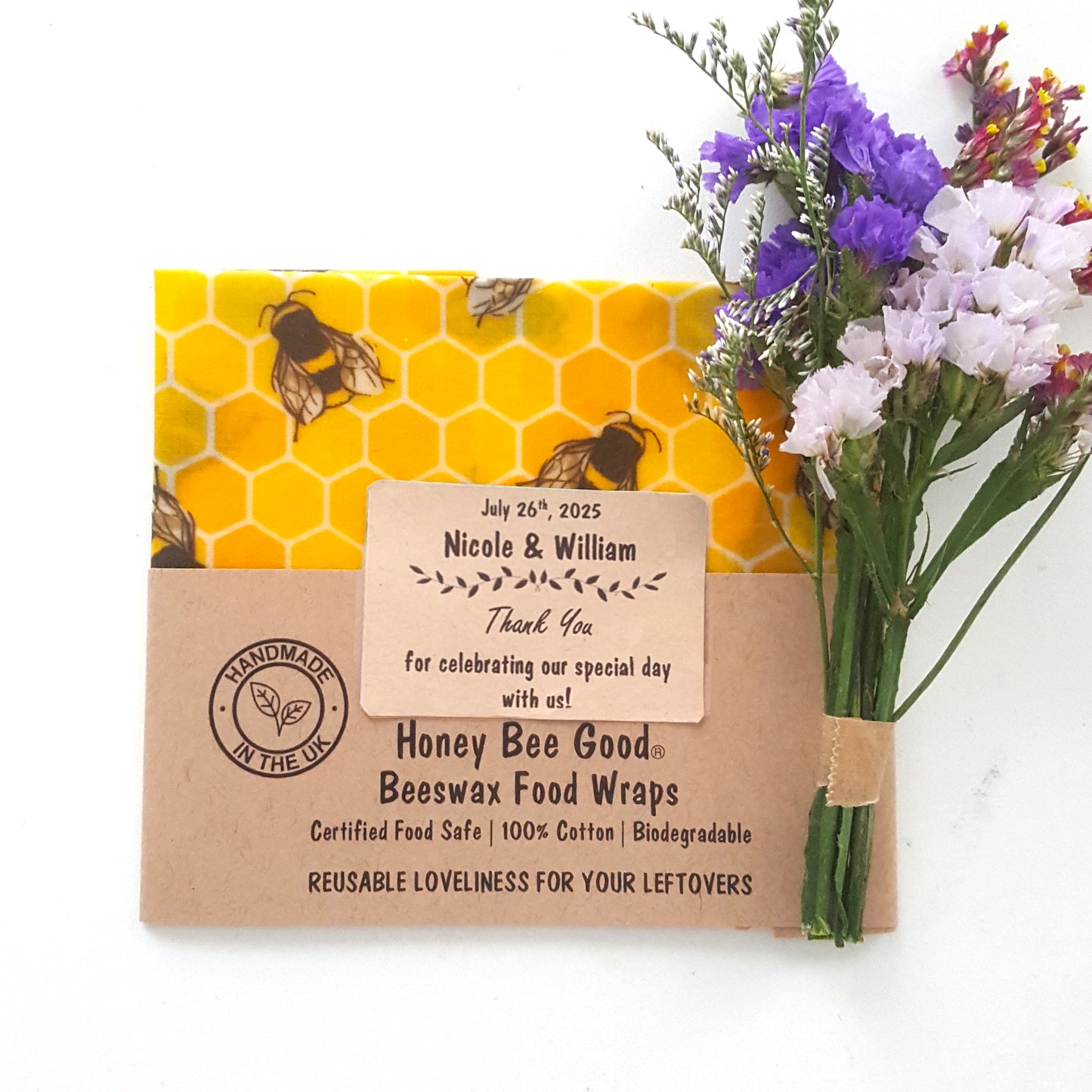 Case of 20 Wedding & Party Favours | Reusable Beeswax Food Wrap | Single Small Mixed Patterns