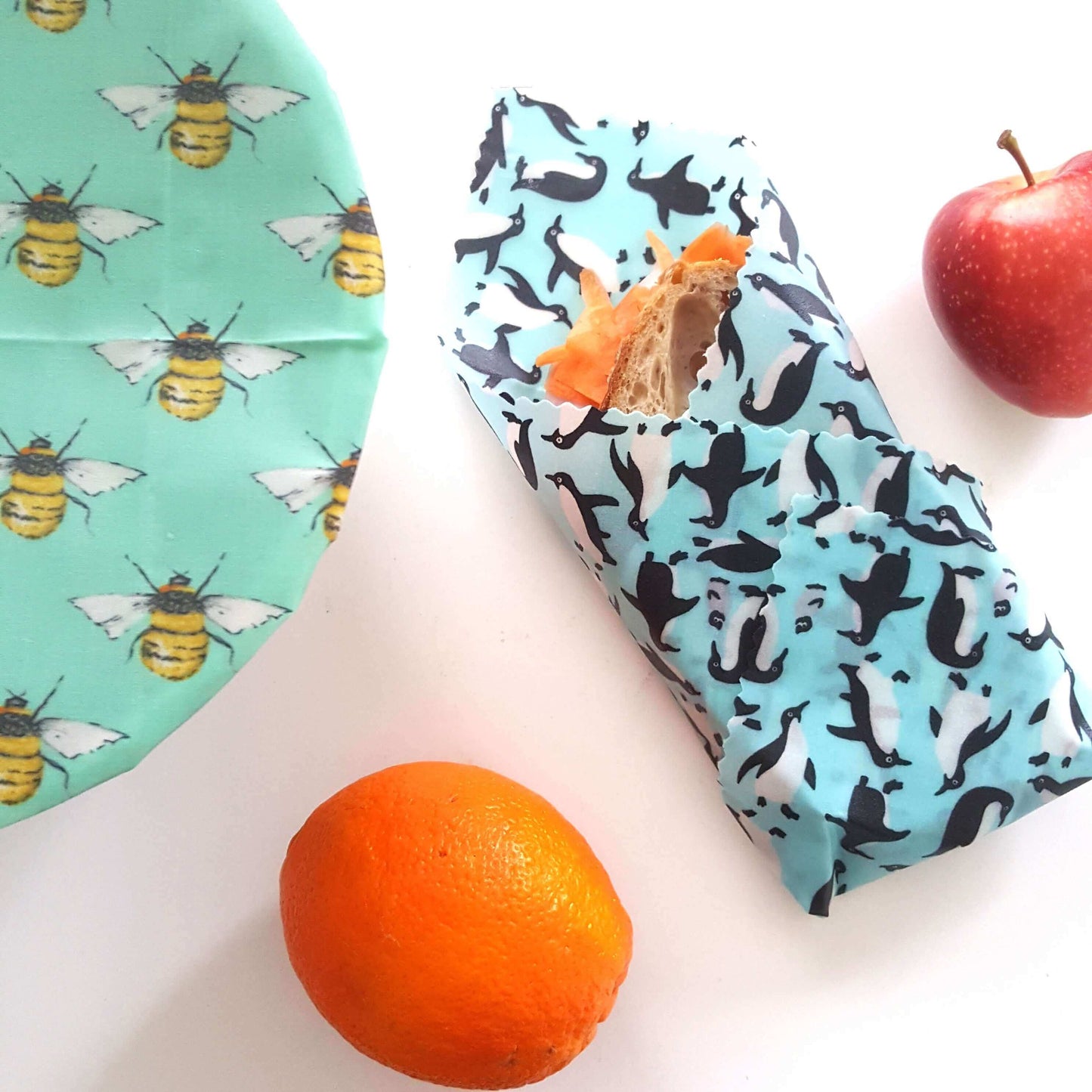 Wings Earth Kind Sandwich & Bowl Set of 2 Large Beeswax Wraps shown in use