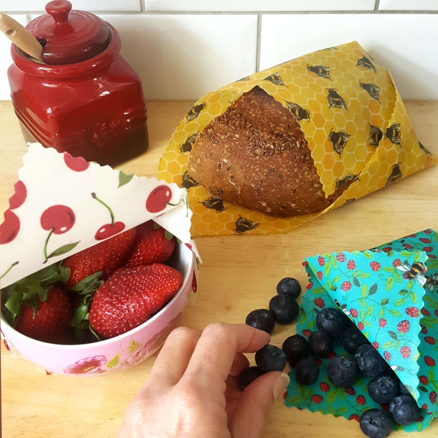 Reusable Beeswax Food Wraps 100% Hand Made in the UK by Honey Bee Good.