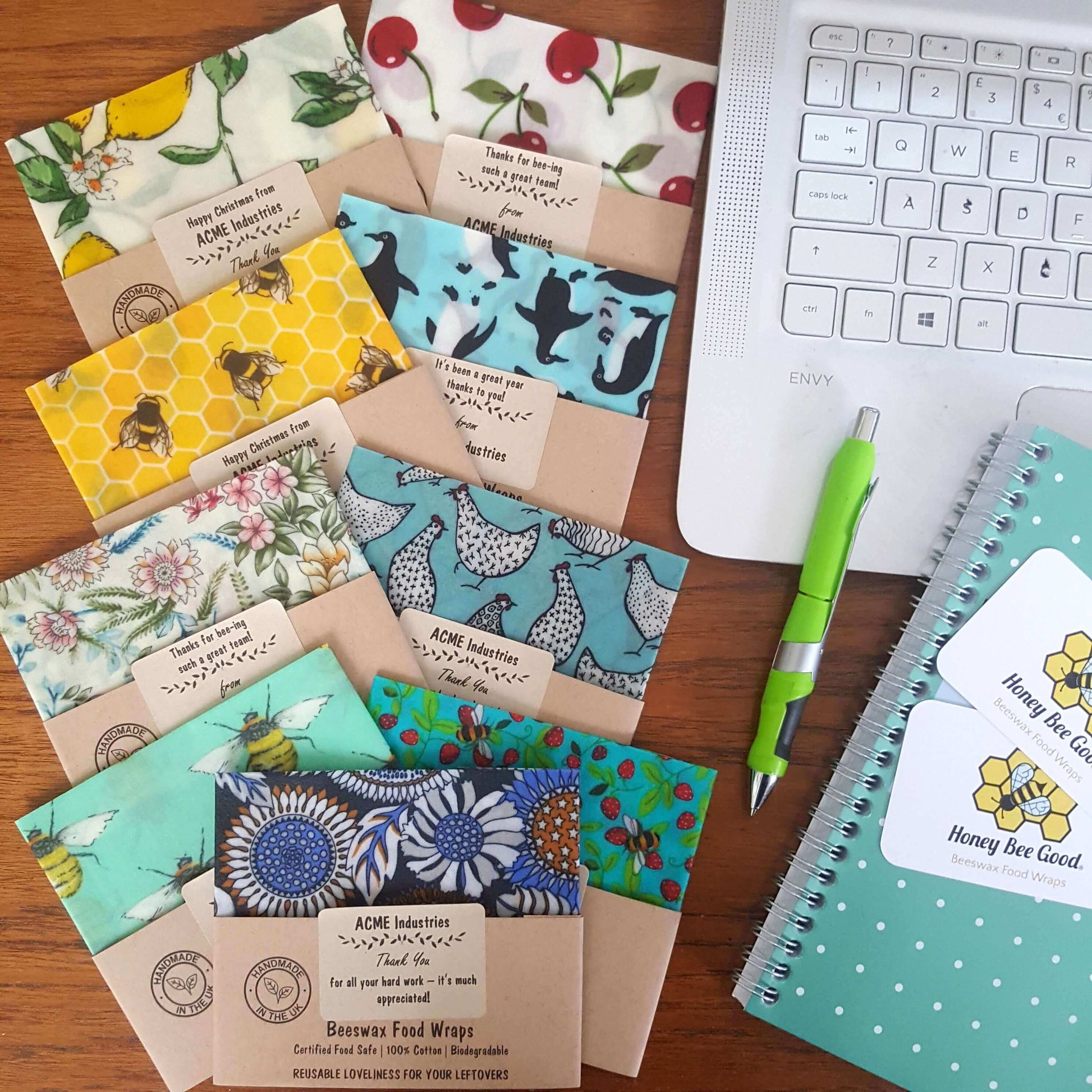 Reusable Beeswax Food Wraps 100% Hand Made in the UK by Honey Bee Good.