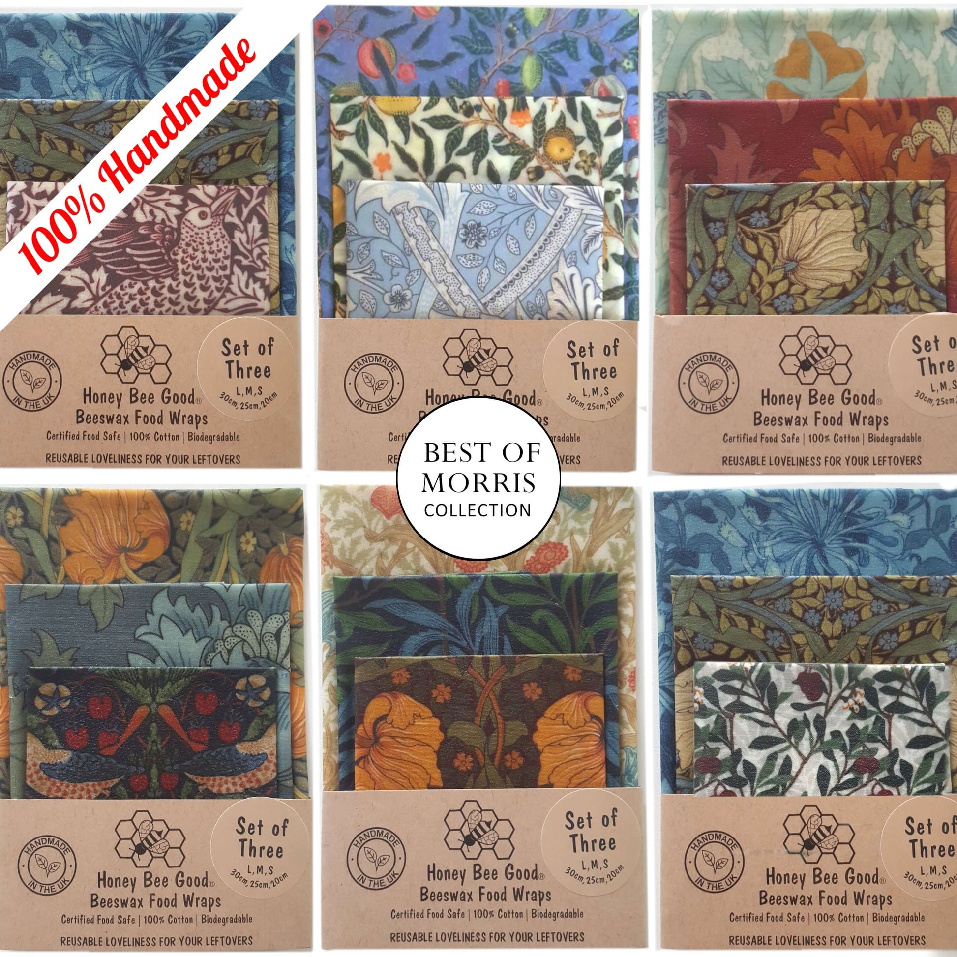 Reusable Beeswax Food Wraps 100% Hand Made in the UK by Honey Bee Good.