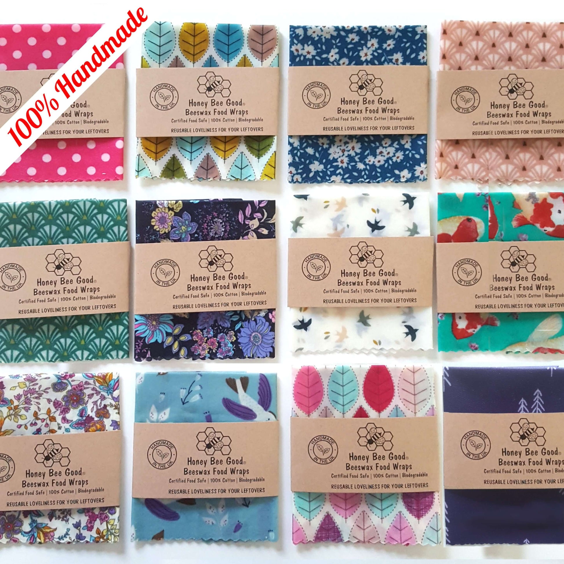 Reusable Beeswax Food Wraps 100% Hand Made in the UK by Honey Bee Good.