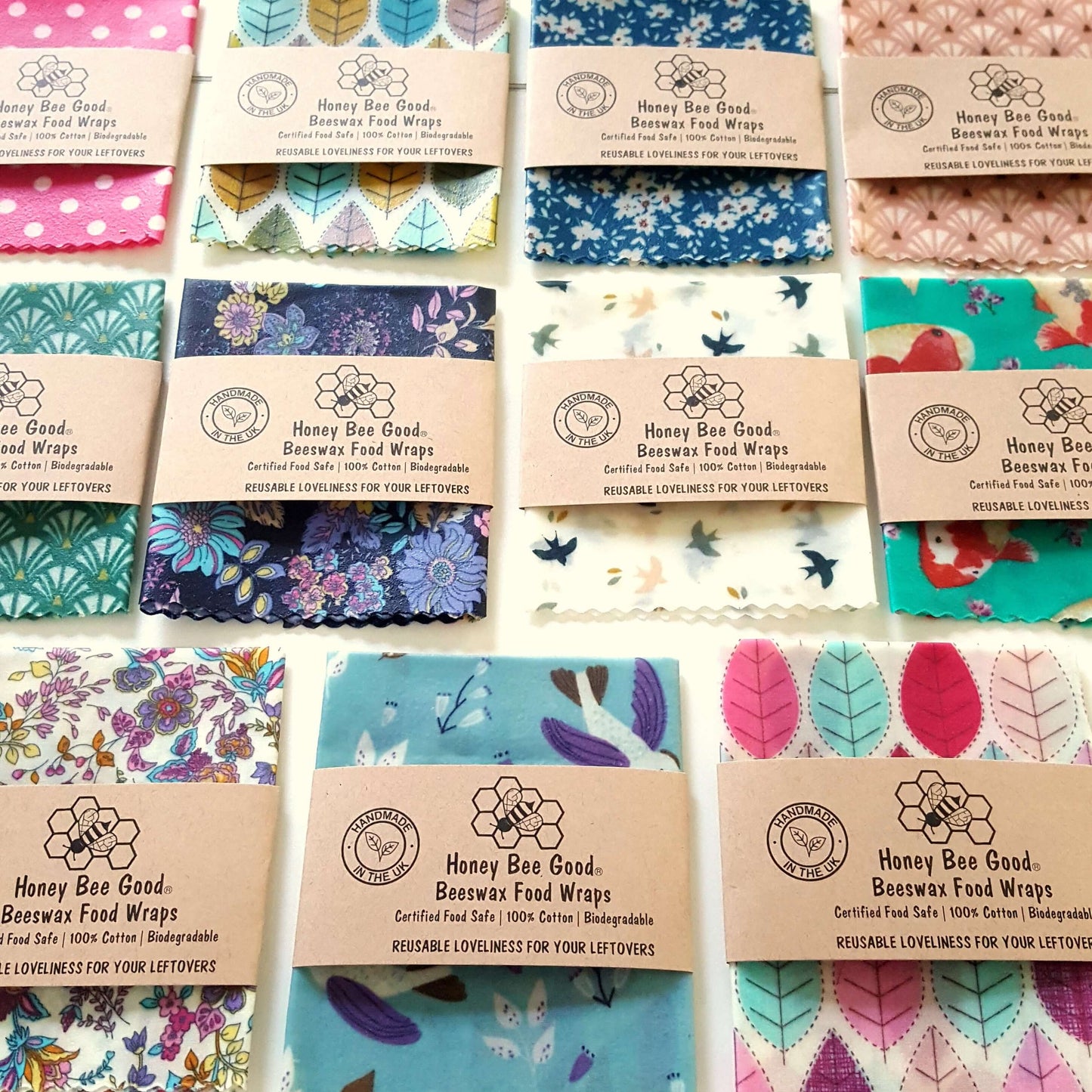 Reusable Beeswax Food Wraps 100% Hand Made in the UK by Honey Bee Good.