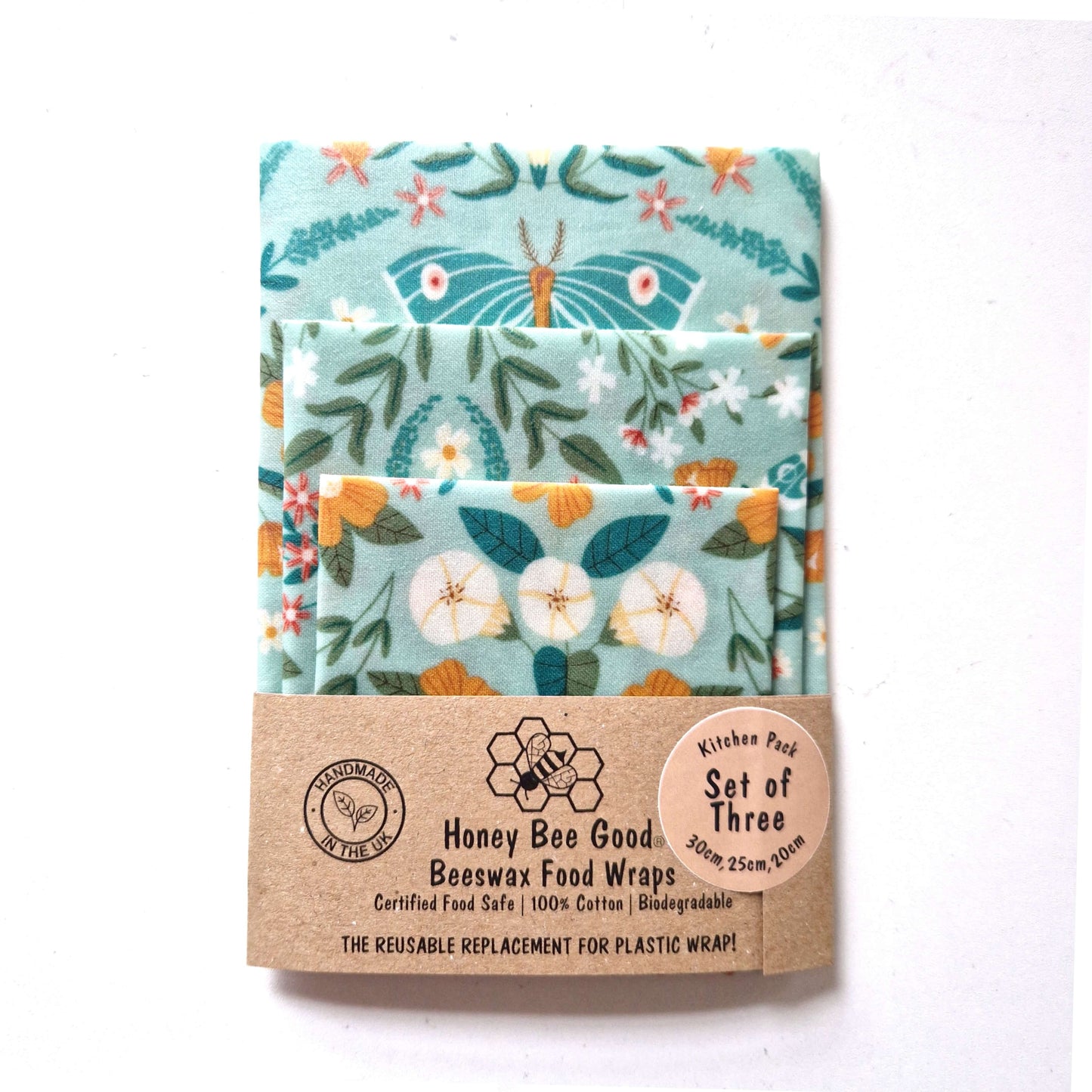 Reusable Beeswax Food Wraps 100% Hand Made in the UK by Honey Bee Good.