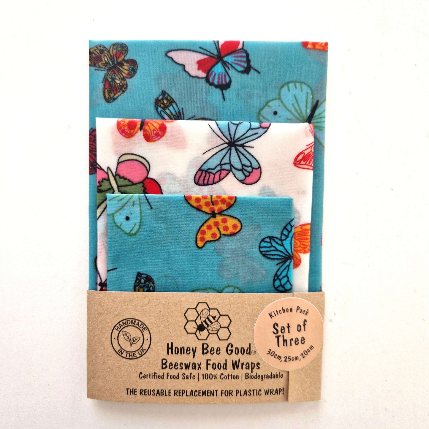 Reusable Beeswax Food Wraps 100% Hand Made in the UK by Honey Bee Good.