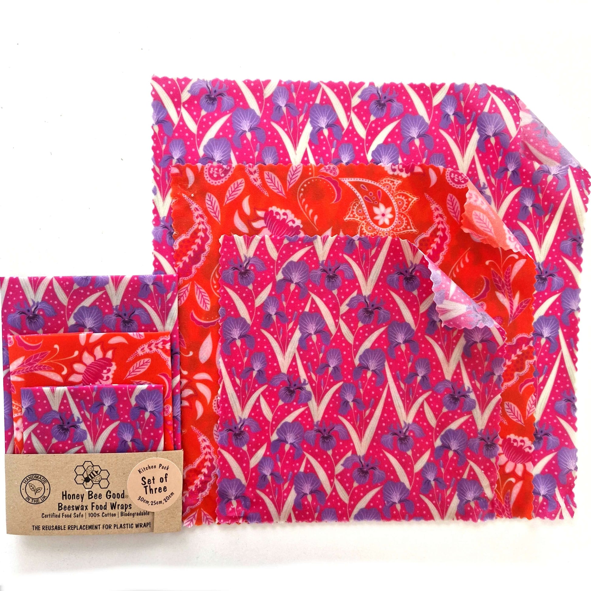 Reusable Beeswax Food Wraps 100% Hand Made in the UK by Honey Bee Good.