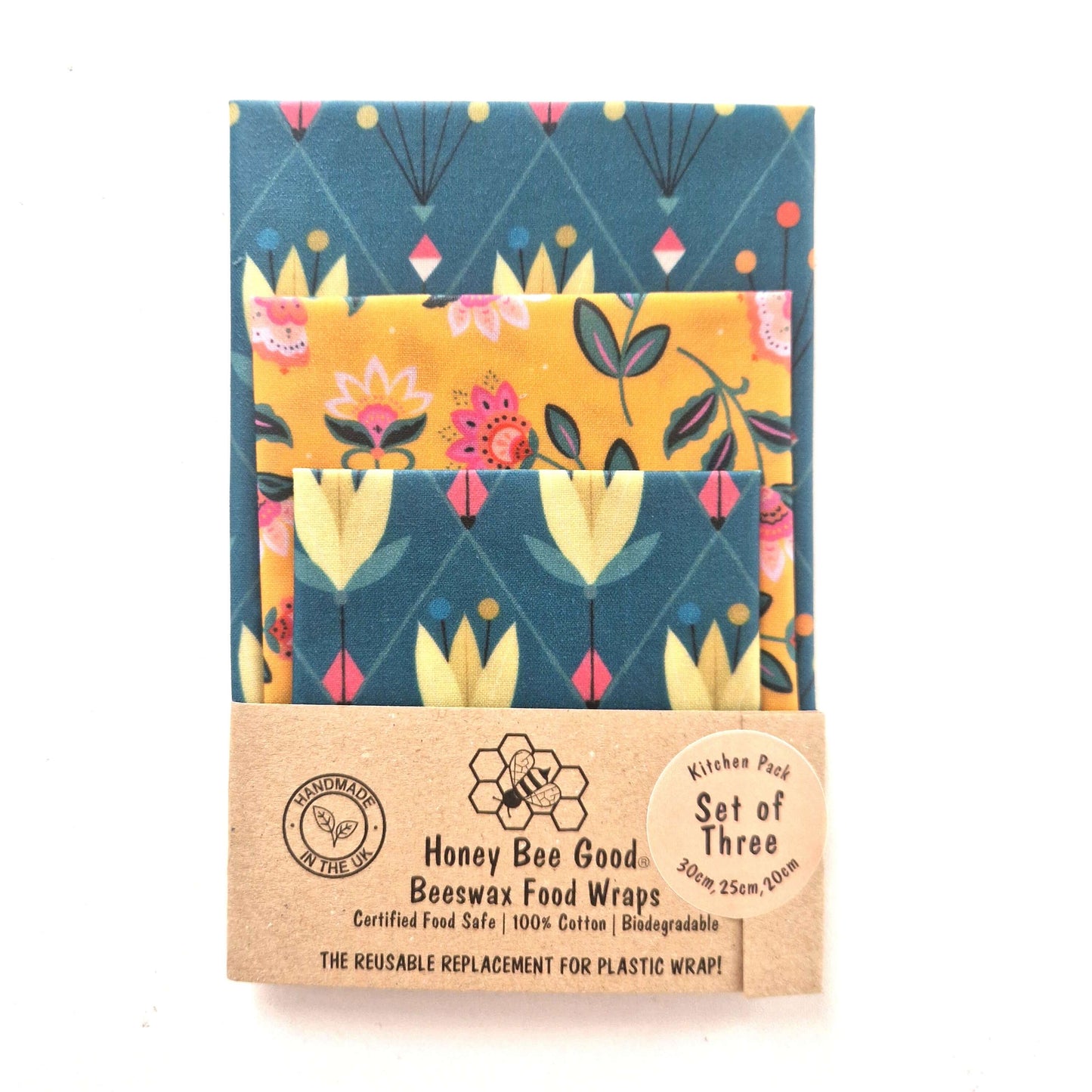 Reusable Beeswax Food Wraps 100% Hand Made in the UK by Honey Bee Good.