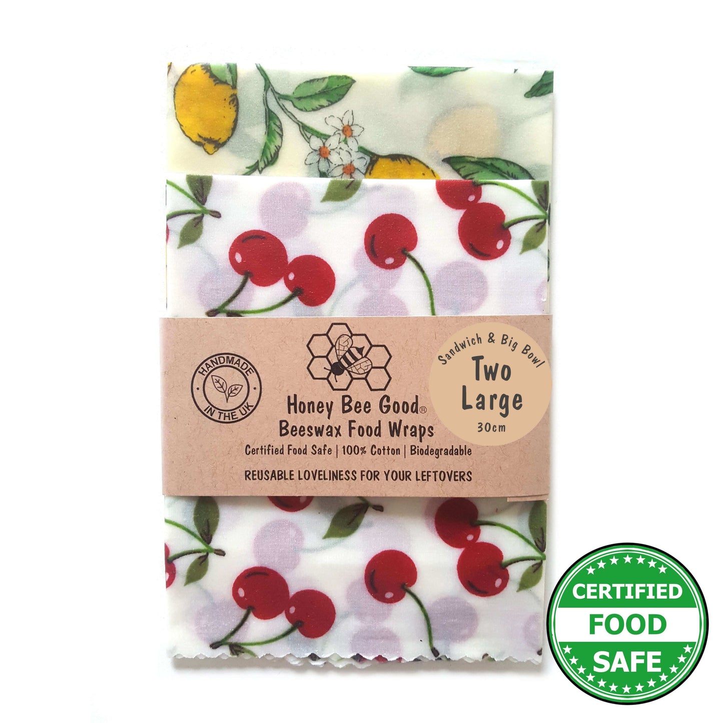 Italian Kitchen Earth Kind Sandwich & Bowl Set of 2 Large Beeswax Wraps