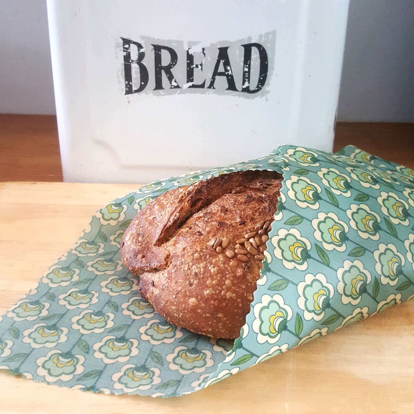 Reusable Beeswax Food Wraps 100% Hand Made in the UK by Honey Bee Good shown in XXL Bread