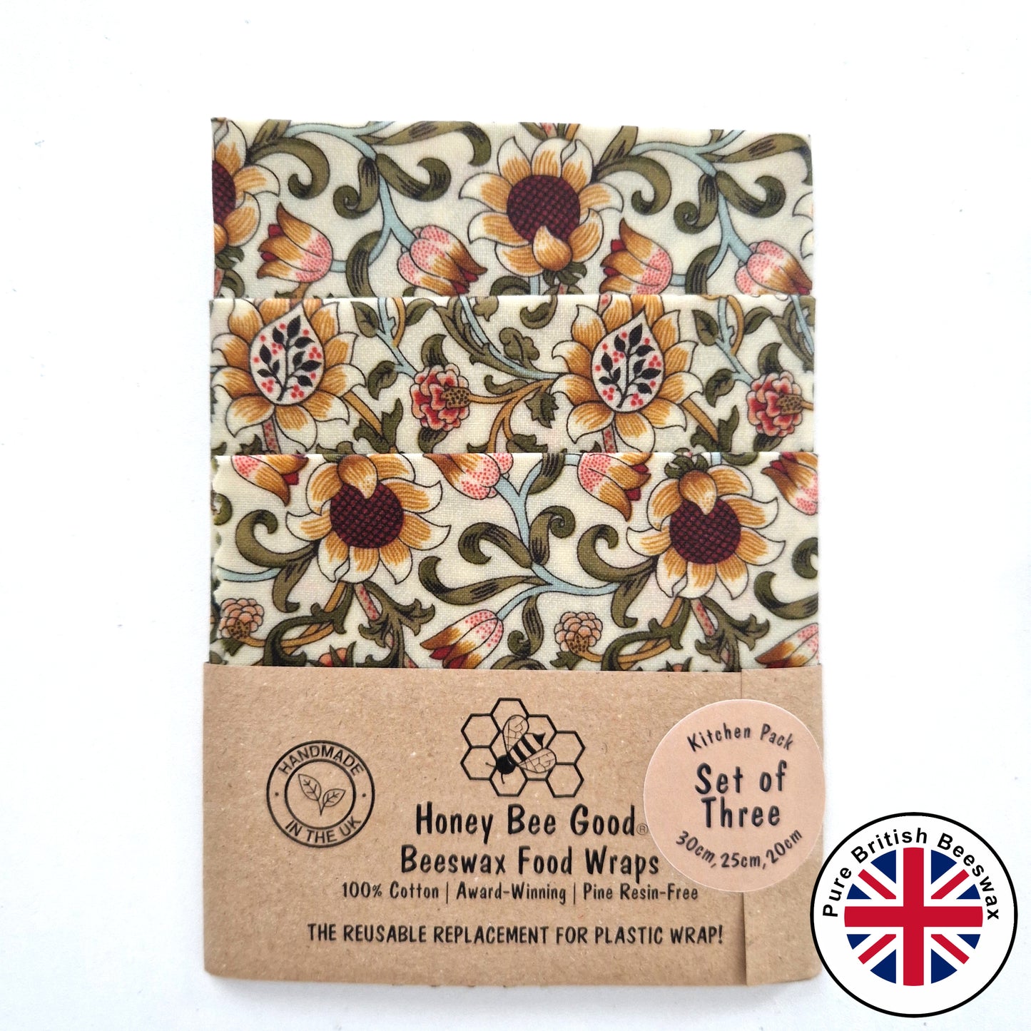 Reusable Beeswax Food Wraps 100% Hand Made in the UK by Honey Bee Good.