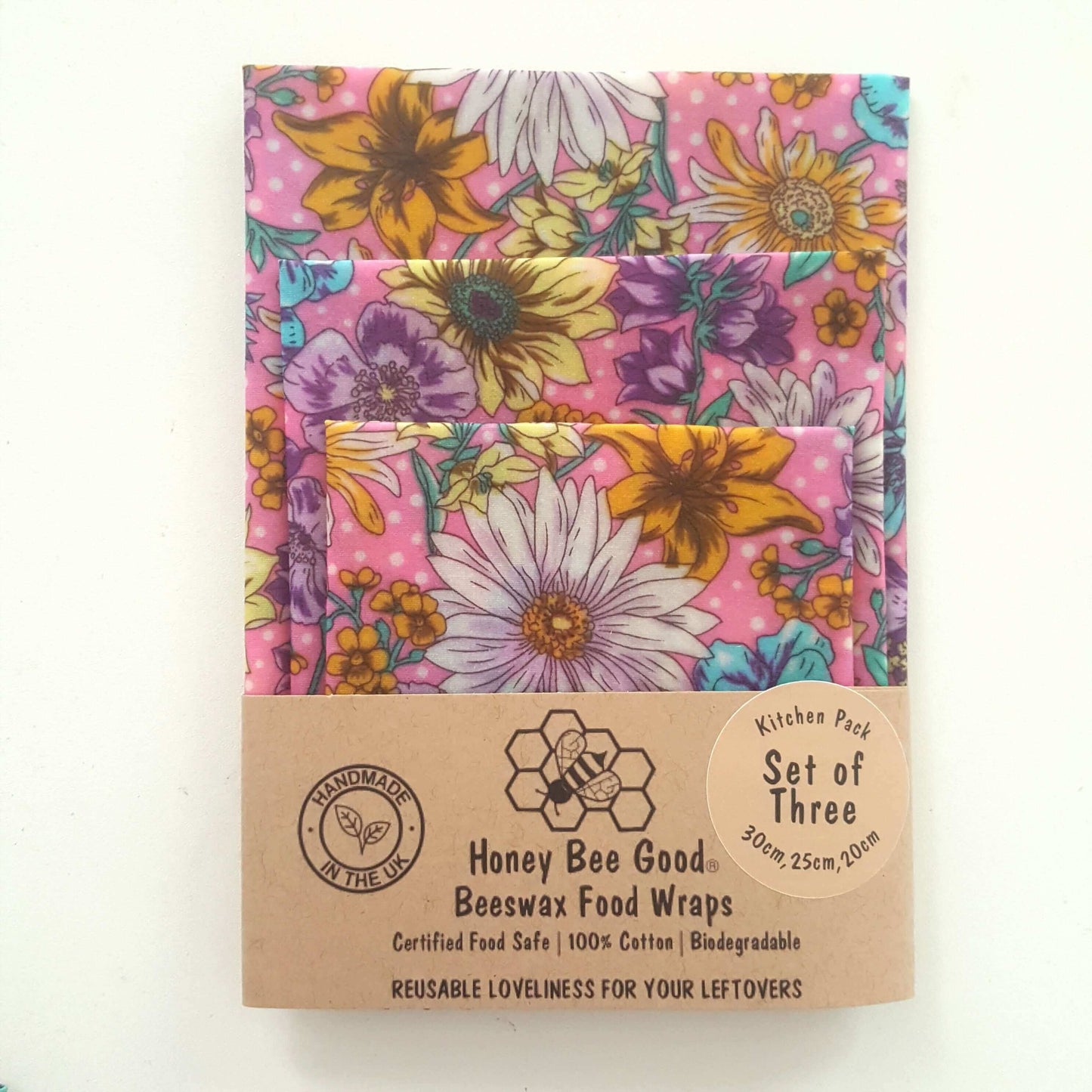 Reusable Beeswax Food Wraps 100% Hand Made in the UK by Honey Bee Good.