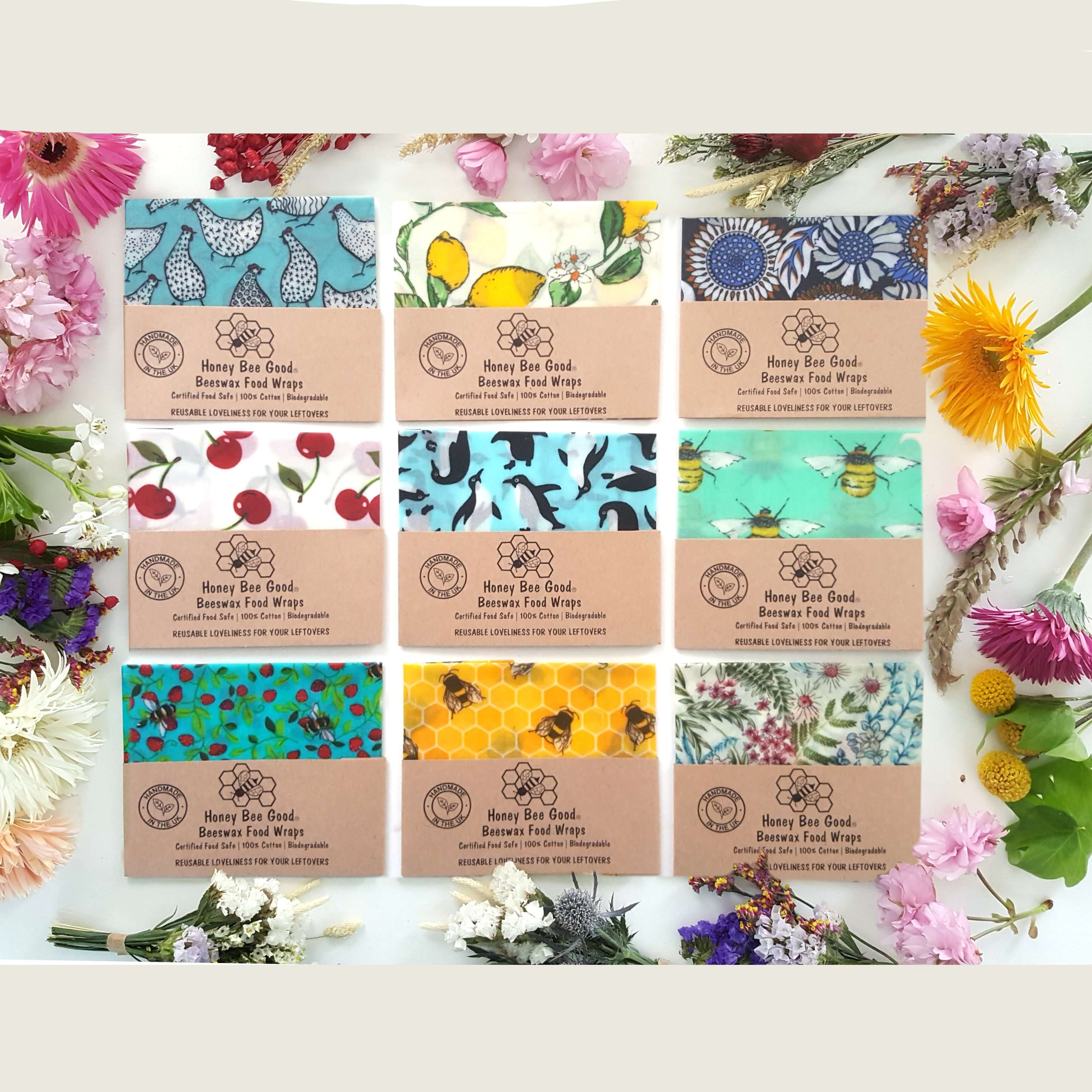 Reusable Beeswax Food Wraps 100% Hand Made in the UK by Honey Bee Good.