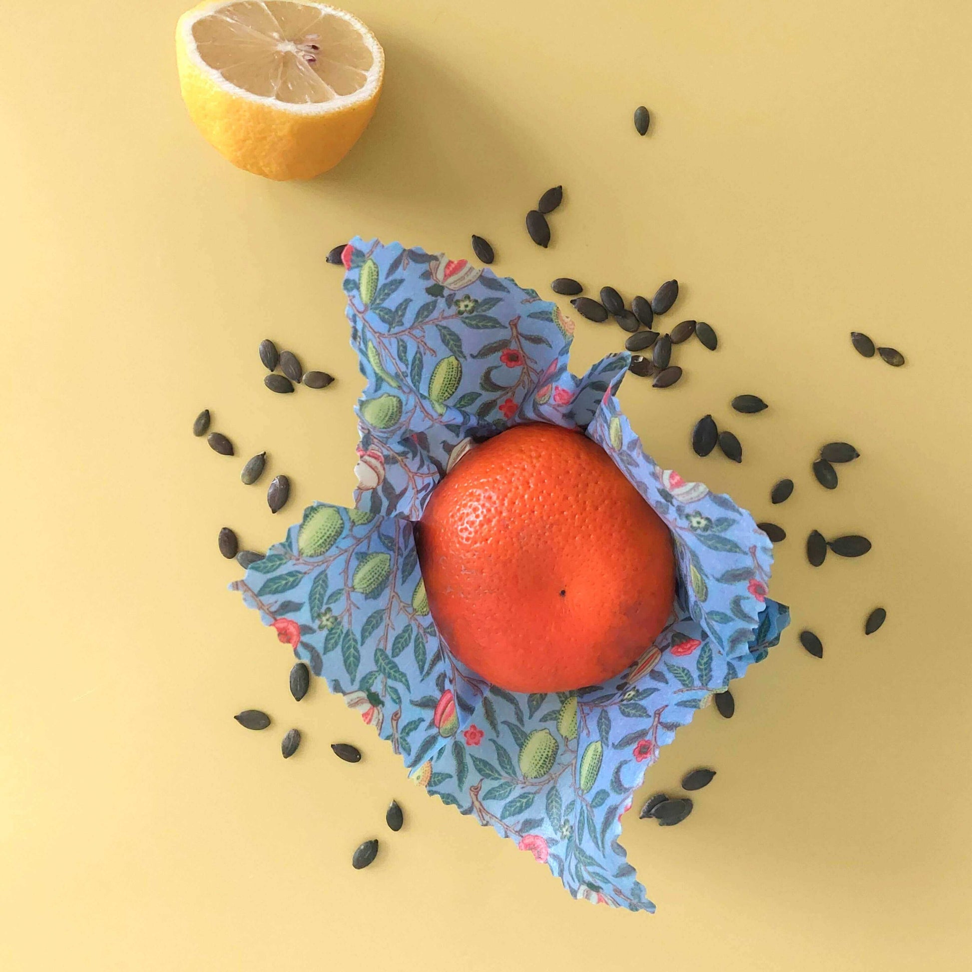 Reusable Beeswax Food Wraps 100% Hand Made in the UK by Honey Bee Good shown in William Morris Pomegranate lifestyle