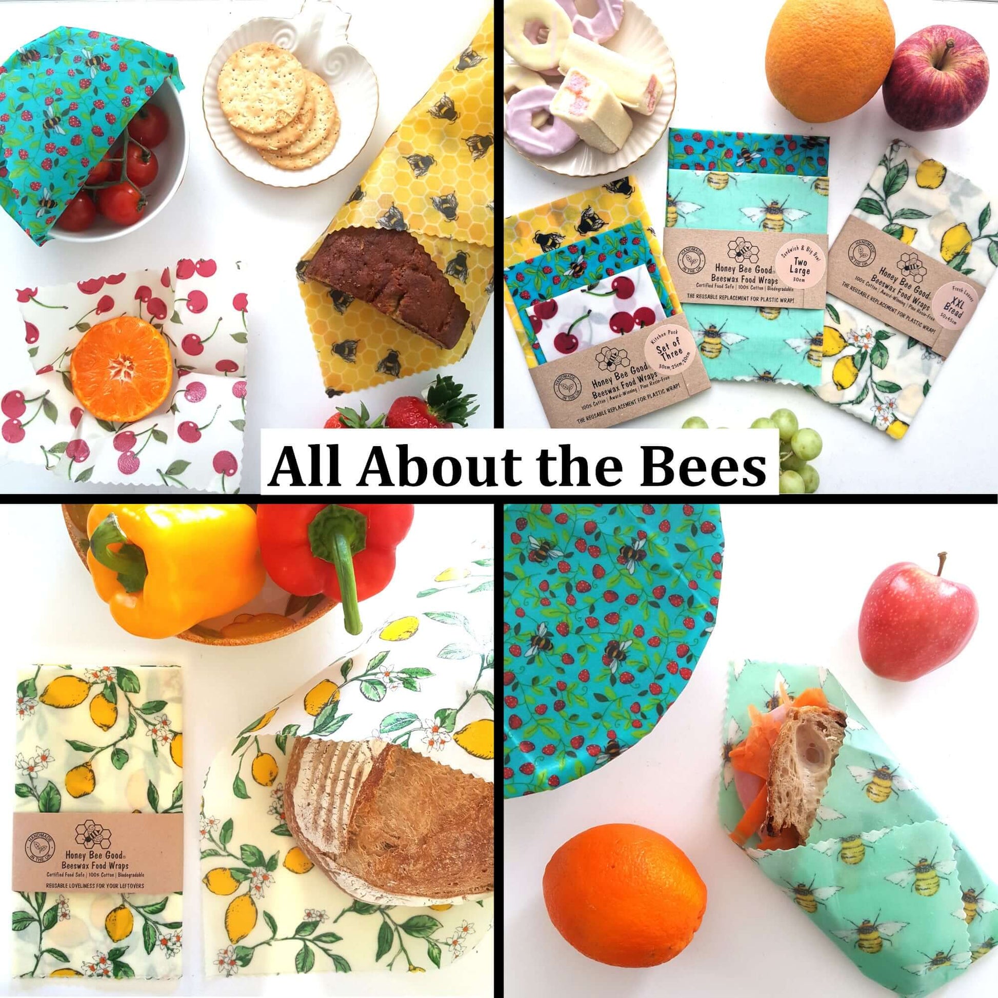 Reusable Beeswax Food Wraps 100% Hand Made in the UK by Honey Bee Good.